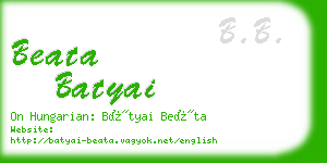 beata batyai business card